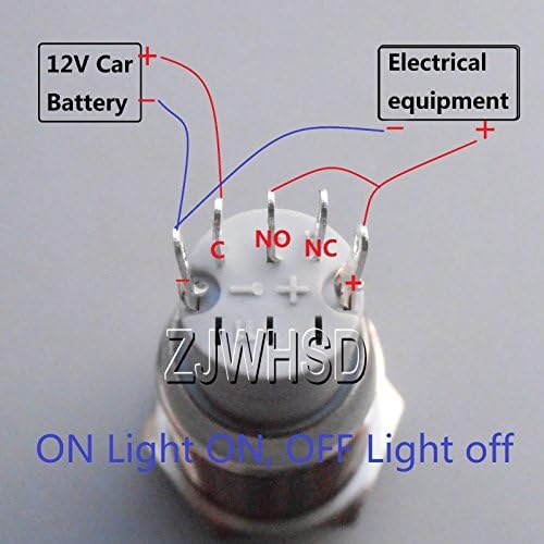 16 ממ 12 וולט LED Blue LED עין כפתור כפתור מתג מתכת מתכת OFF + מחבר O-RING [ABBOTT]